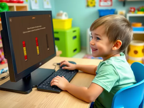 Children playing sorting games for education